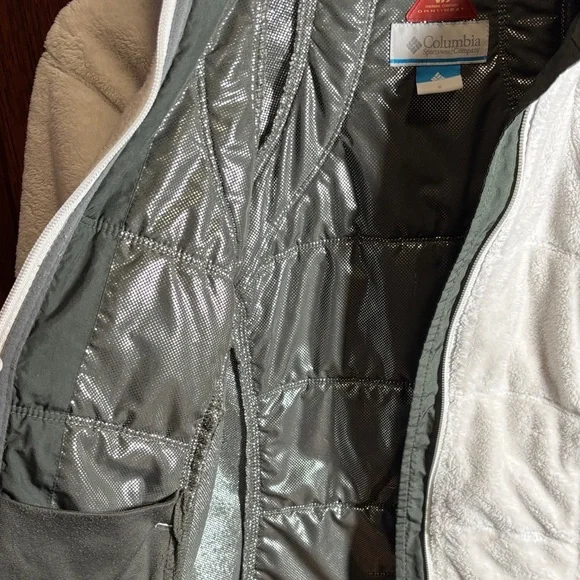 Columbia Omni-heat Women's White and Gray Fleece Jacket Size Small - Picture 6 of 7